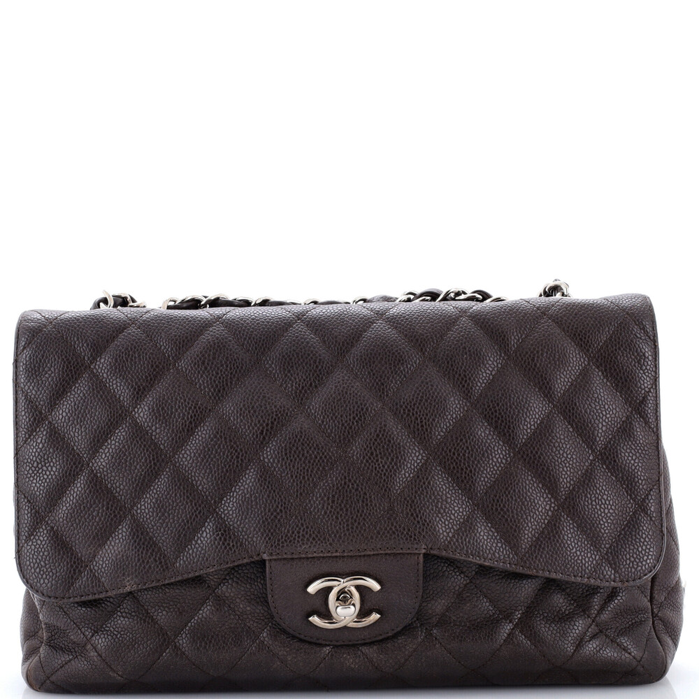 Chanel Jumbo Classic Single Flap Bag Quilted Caviar